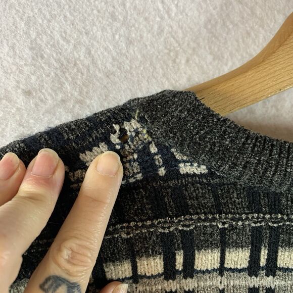 Vintage Knightsbridge Men Sweater Sz XL Gray Plaid‎ Oversized Grandpa Y2K Grunge - Picture 8 of 11